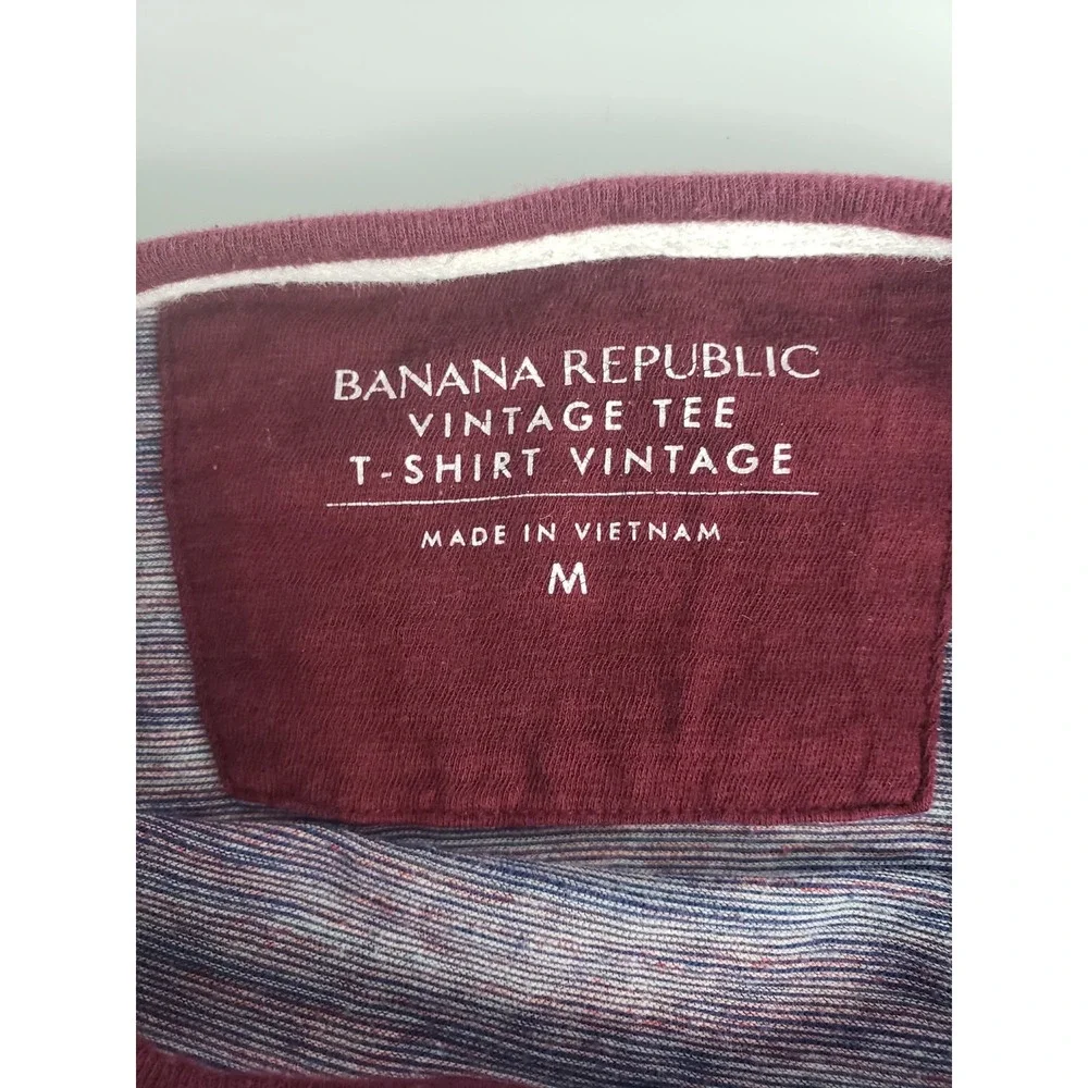 Banana Republic Vintage Tee Mens Medium‎ Long Sleeve Burgundy Space Dye Shirt